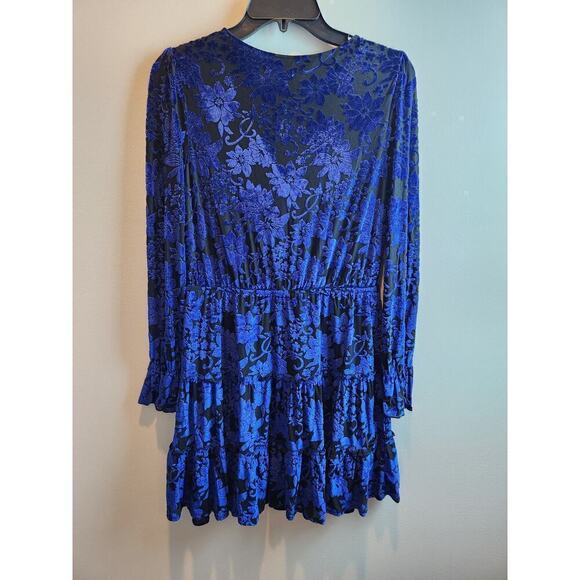 Allison & Kelly Blue tiered velvet burnout dress sz M floral witchy fairy goth - Picture 5 of 12